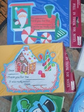 Holiday Train & Gingerbread Thank You Note Set - Colorful Christmas Cards